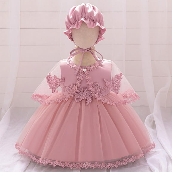 Delliss Girls Tutu Dress 3pcs Sleeveless Layered Tulle Dress with Shawl Headwear 3-24M Party Bridesmaid Ball Gown Wedding Princess Sundress