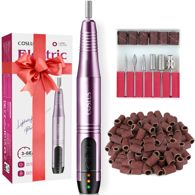 GOOHOCHY Taladro de uñas recargable COSLUS, lima de uñas eléctrica inalámbrica, máquina pulidora de uñas portátil para manicura de uñas de gel y acrílicas.