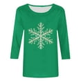 thumbnail image 5 of Cadancy Christmas 3/4 Sleeve Blouses for Women Plus Size Casual Winter Snowflake Print Tshirts Funny Party Xmas Dressy Shirts Vintage Crew Neck Holiday Tops, 5 of 5