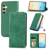 Dteck Shockproof Case for Samsung Galaxy A15, Magnetic PU Leather Flip Back Cover Foldable Cover Card Holder Slot Stand for Galaxy A15 5G,Green