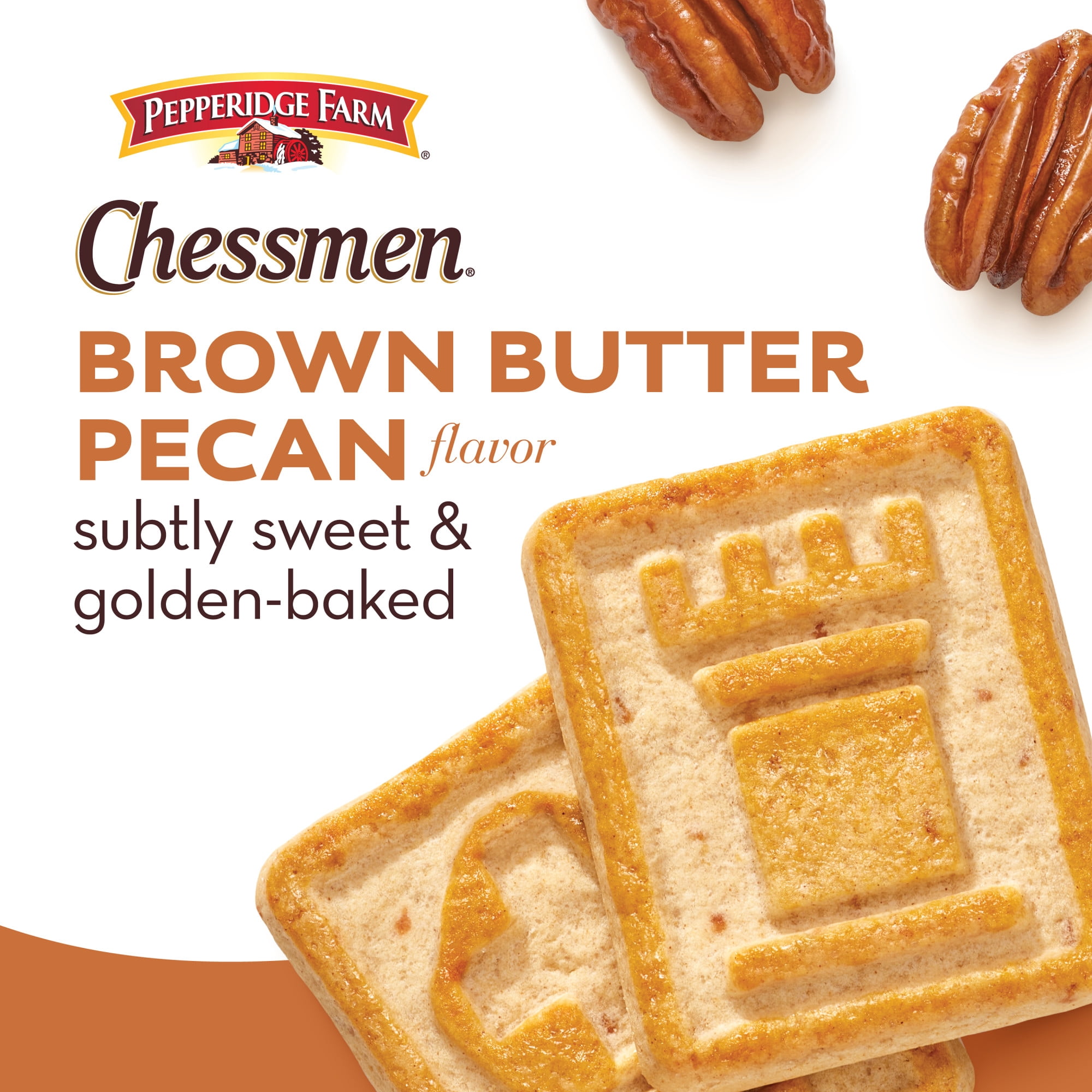 Pepperidge Farm Chessmen Brown Butter Pecan Flavored Cookies, 7.25 oz Bag