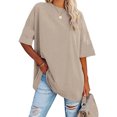 thumbnail image 1 of Túnica Vintage de Color liso para mujer, camiseta de gran tamaño, ropa básica Harajuku para mujer, camiseta de media manga 2022, 1 of 5