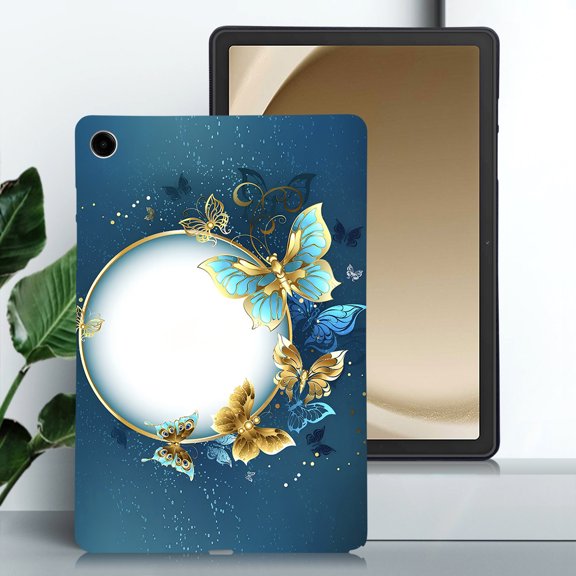 for Galaxy Tab A9 11.0" 2023 SM-X210/X215/X216 Floral Pattern Case, Luxury Ultra Slim Flexible Lightweight Anti-Fingerprint Drop Protective Heat Dissipation with Soft TPU Cover, Butterfly Flower