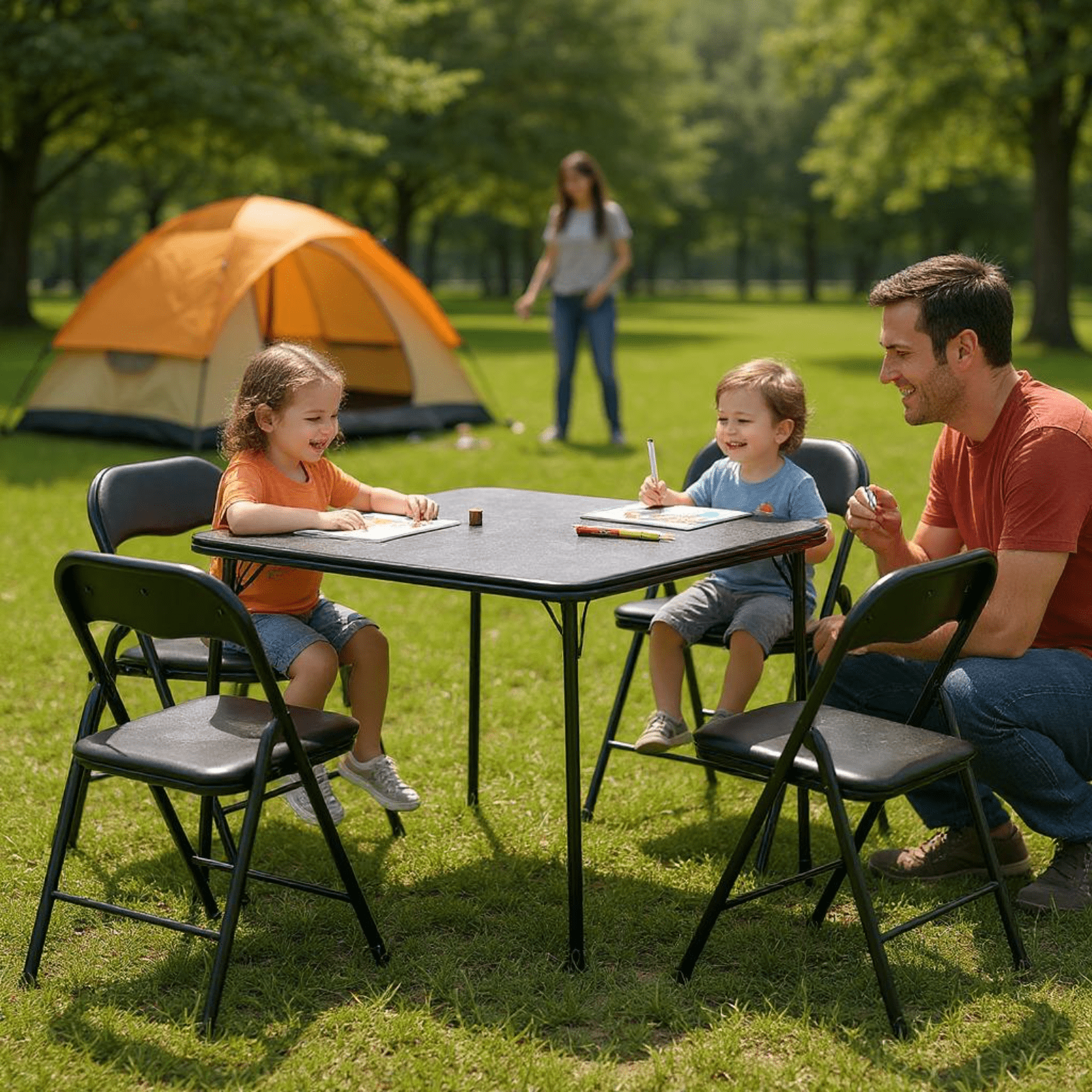Homy Casa 5-Piece Folding Picnic Table and Chairs Set, Outdoor Portable Camping Set, Black