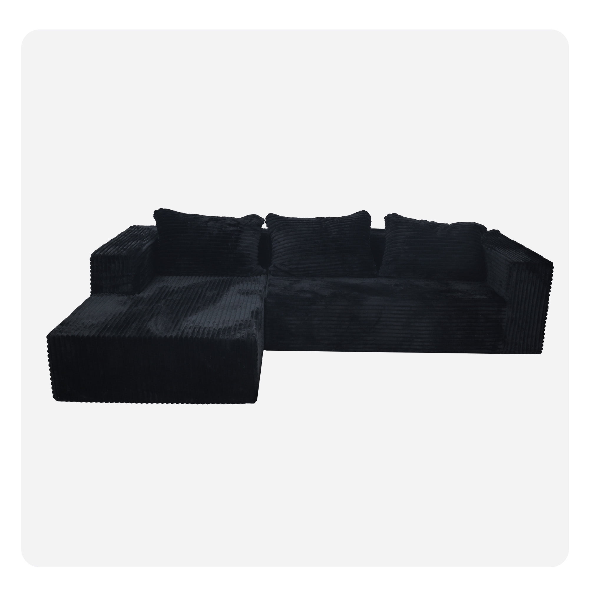 Leumius 108" Cloud Sectional Sofa with L-Shape Chaise,Modular L-Shape Sofa Couch with Chaise and Deep Seat,Upholstered Boneless Couches for Living Room Bedroom,Black