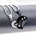 thumbnail image 4 of Uloveido Stainless Steel Mens Womens Couple Pendant Necklace Love Heart CZ Puzzle Matching Fashion Jewelry Stores (Black) SN102, 4 of 9