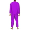 2 Piece Mens Pajamas Set, Purple Long Sleeve Button Down and Pajama