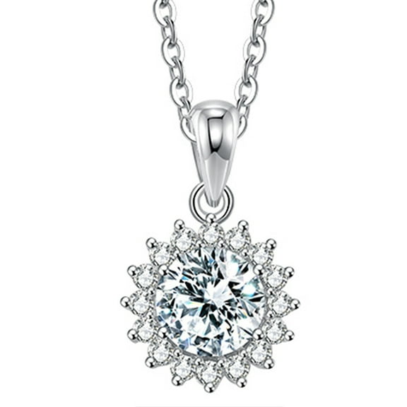 Moissanite Pendant Necklace for Women, Sunflower S925 Sterling Silver Necklace Gift for Wife Mother Her