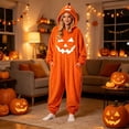 thumbnail image 2 of LILIYA Adult Halloween Onesie, Cozy Hooded Jumpsuit, Plush Long Sleeve Sleepwear for Couples, Soft Bodysuit with Deep Pockets, Warm Holiday Party Pajamas, 2 of 4