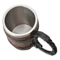 thumbnail image 2 of Simulated wooden barrel double layer beer mug office resin stainless steel liner drinking mug, 2 of 2