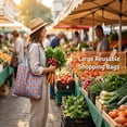 thumbnail image 3 of Reusable Grocery Bag, 10 Pack Foldable Washable Shopping Tote Bags with Handles, Eco-Friendly Heavy Duty Polyester Large Pocket Bags for Food Travel, 3 of 9