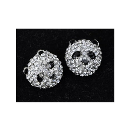 - Ice Bling Clear Crystal Rhinestone Hello Zoo China Panda Bear Head Stud Earrings