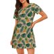 thumbnail image 1 of Balery Pineapples Palm Leaves Camisón de manga corta con cuello redondo para mujer, cómodo y elegante., 1 of 6