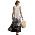 thumbnail image 2 of Jiueut Koi Fish Lotus Flower Print Sleeveless Maxi Dress for Women with Pockets, Linen Look Summer Dress Casual Loose Fit Flowy Long Sundress for Beach Vacation, 3XL, 2 of 7