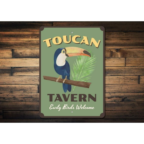 Toucan Novelty Sign, Metal Wall Decor - 10x14 inches