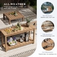 thumbnail image 3 of HUJAUU Outdoor Console Table, 47" HIPS All-Weather Patio Side Table with Storage Shelf, 2-Tier Waterproof & Fade-Resistant Outdoor Buffet for Garden, Deck, Balcony, Teak, 3 of 8