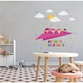 thumbnail image 2 of DAYCARE - Multicolored Daycare Cartoon Art Decoration Personalized Name Design Vinyl Kids Room Playroom Wall Lettering Art Decal Sticker - Paper Planes Clouds Sun Adhesive Wall Art Décor 40" x 40", 2 of 3