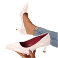 thumbnail image 4 of Miluxas Women's Low Kitten Heel Pumps Classic Fashion Dress Pumps Simple Heeled Shoes for office Work White 9.5(43), 4 of 9