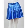 thumbnail image 5 of RUNQHUI Kids Girls Shiny Metallic Mini Pleated Flared Skater Skirt School Athletic Dance Scooter Royal Blue 12, 5 of 7