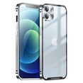 thumbnail image 1 of ELEHOLD for iPhone 12 6.1 Inch Case with Buckle Safety Lock, Slim Metal Bumper Frame Matte Clear PC Back Glass Lens Film All-Inclusive Camera Lens Full Protection Case for iPhone 12,Silver, 1 of 8
