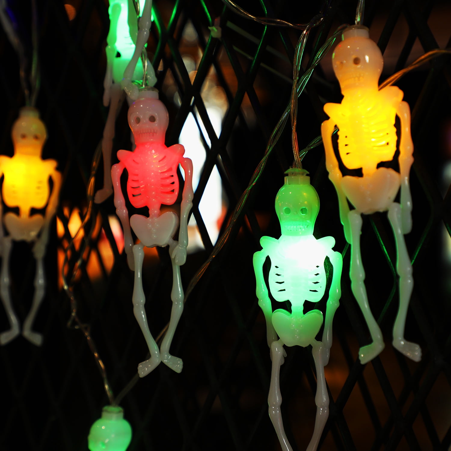 Halloween Decorations Skeleton Skull String Lights, 10 LEDs