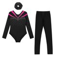 thumbnail image 3 of TiaoBug Gymnastics Leotard for Girls Long Sleeve Dance Unitard Biketard with Leggings Hair Band Set Hot Pink&Black 6, 3 of 5