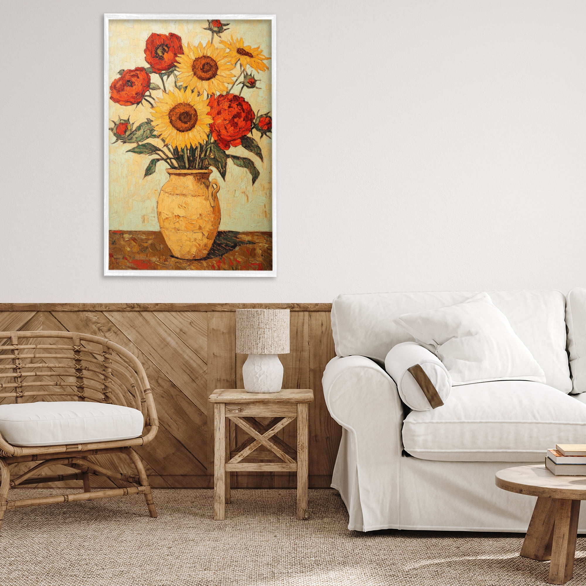 Rustic Flower Display White Framed Giclee Art, design by Petal Prints Design