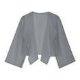 thumbnail image 4 of qolati Women Shrug Chiffon Cardigans Tie Front 3/4 Sleeve Open Front Bolero Cropped Cardigan Tops Irregular Hem Flowy Cover Up Wraps for Evening Dress Gray S, 4 of 9