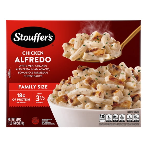 Stouffer’s Chicken Alfredo Pasta, Family Size, Chicken Pasta, Frozen Dinners, 31 oz., (Frozen)