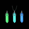 thumbnail image 2 of [One Hexagonal Fluorescent Column Necklace] Dark Luminous Stone Fluorescent Hexagonal Column Necklace, Natural Crystal Glowing In Dark Bullet Stone Pendant Necklace, Bullet Stone Pendant Leather,Blue, 2 of 12