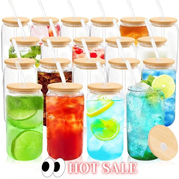 You will receive 20 transparent glass cups, 20 bamboo lids, 20 glass straws, and 20 straw brushes. The accessories are complete, you can use it yourself or give it as a gift