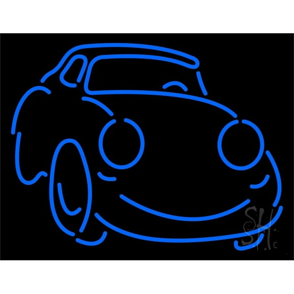 Blue Car Logo LED Neon Sign 24 x 31 - inches, Clear Edge Cut Acrylic Backing, with Dimmer - Bright and Premium built indoor LED Neon Sign for automotive store, and mall.