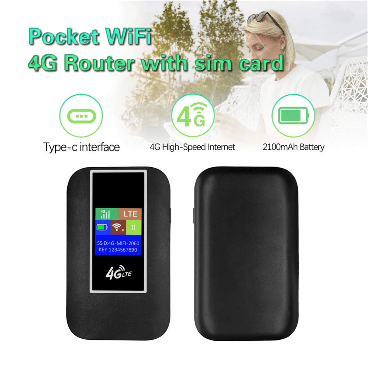 4G LTE Mobile WiFi Router with SIM Card Slot 150Mbps Pocket Hotspot Portable WiFi Router for Home  RV Camping E