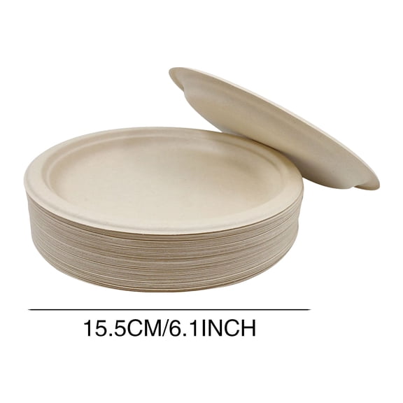 40 Pack Compostable Paper Plates,6.2in Biodegradable Heavy Duty Disposable Plates,Round Unbleached Brown Plates Made from Natural Fibersfor PartyCampingPicnic