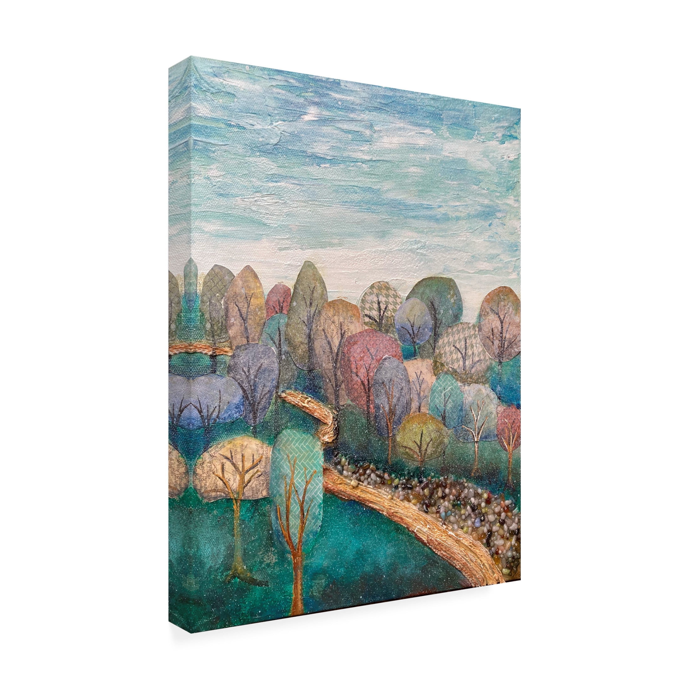 Canvas Wall Art - Christine Rotolo 'Mixed Media Path Through The Trees' Wall Art for Living Room, Bedroom, or Office Décor by Trademark Fine Art - 24 x 32 Inches