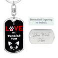 thumbnail image 2 of I Love My Turkish Van Cat Stainless Steel or 18k Gold Premium Swivel Dog Tag Keychain, 2 of 8