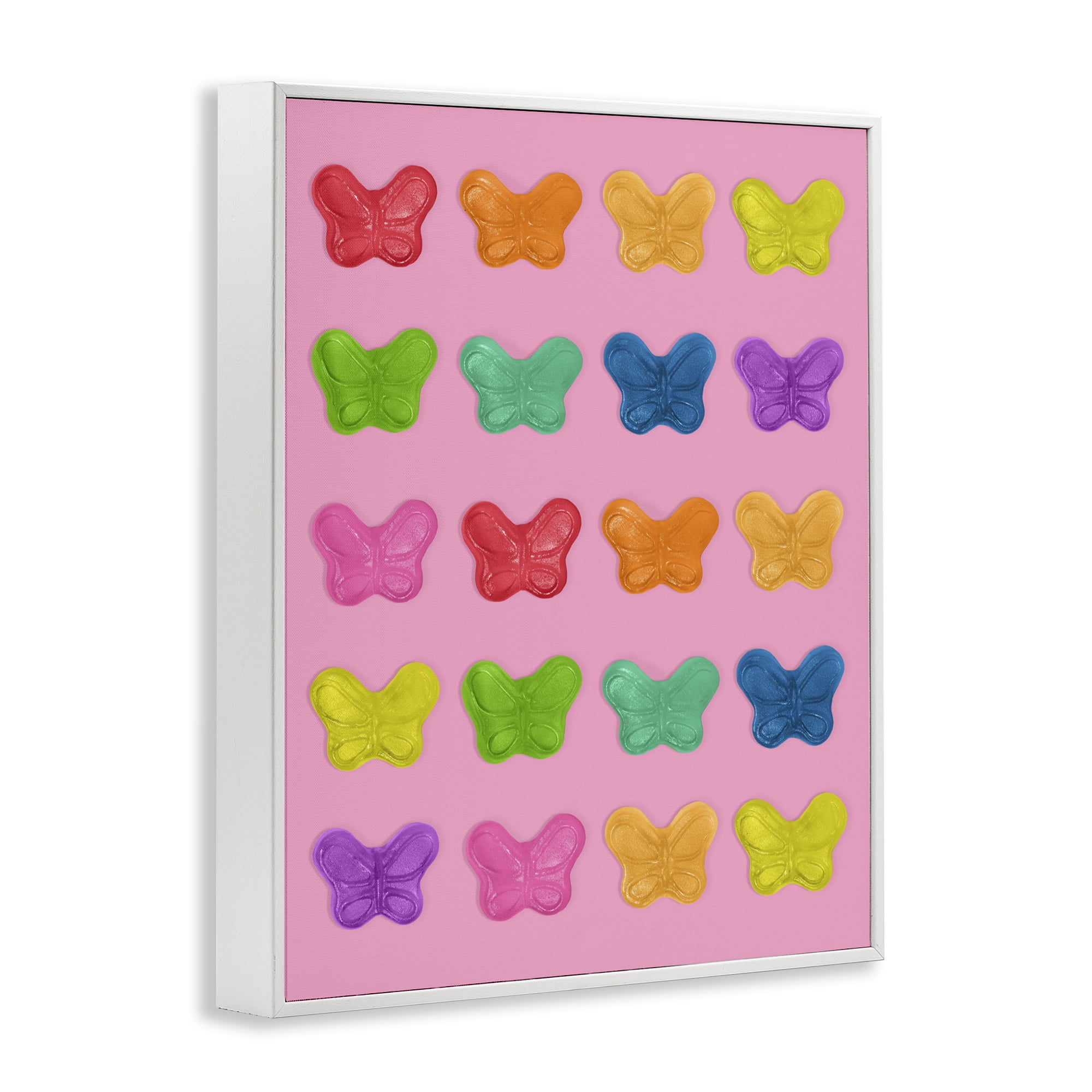Stupell Industries Colorful Butterflies on Pink White Framed Giclee Art, design by LISH Creative