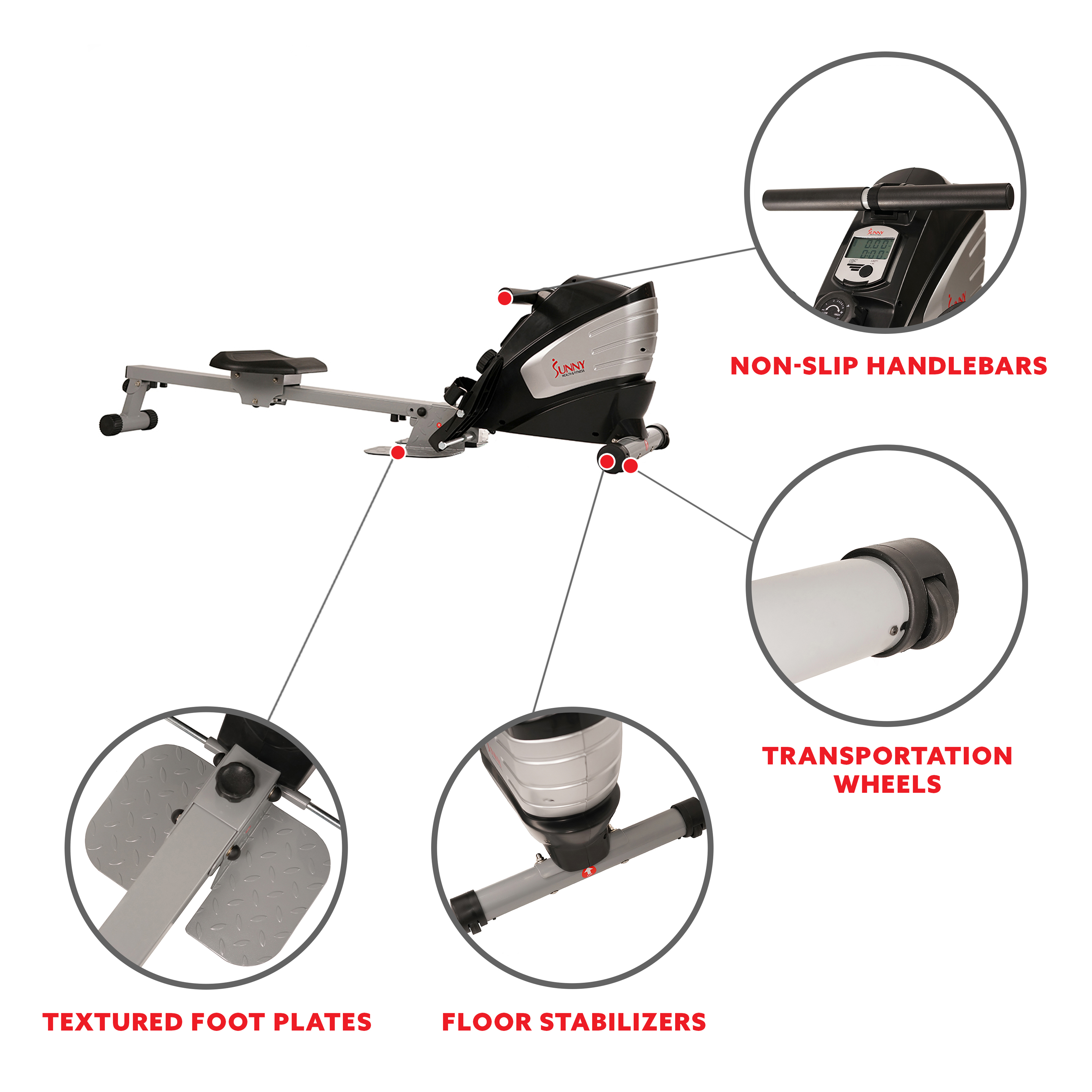 Sunny Health & Fitness Dual Function Magnetic Rowing Machine photo 3