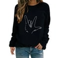 thumbnail image 2 of Baqcunre Valentine'S Day Shirts For Women 2024 Sweatshirt Cute Heart Shaped Printed Pullover Crewneck Shirt(Black S-4XL),Long Sleeve Shirts For Women Graphic Tees Womens Fashion Womens Tops, 2 of 4