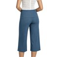 thumbnail image 4 of LMLYSoH Womens Wide Leg Capris Casual Fold Over Waist Stylish Solid Color Mid Rise Cropped Pants, 4 of 5