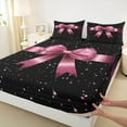 thumbnail image 3 of Manfei Chic Bowknot Bed Sheets,Pink Glitter Print King Sheets,Ribbon Bowtie Bow Sheet Set For Girls,Microfiber Bedroom Decor,4-Piece, 3 of 7