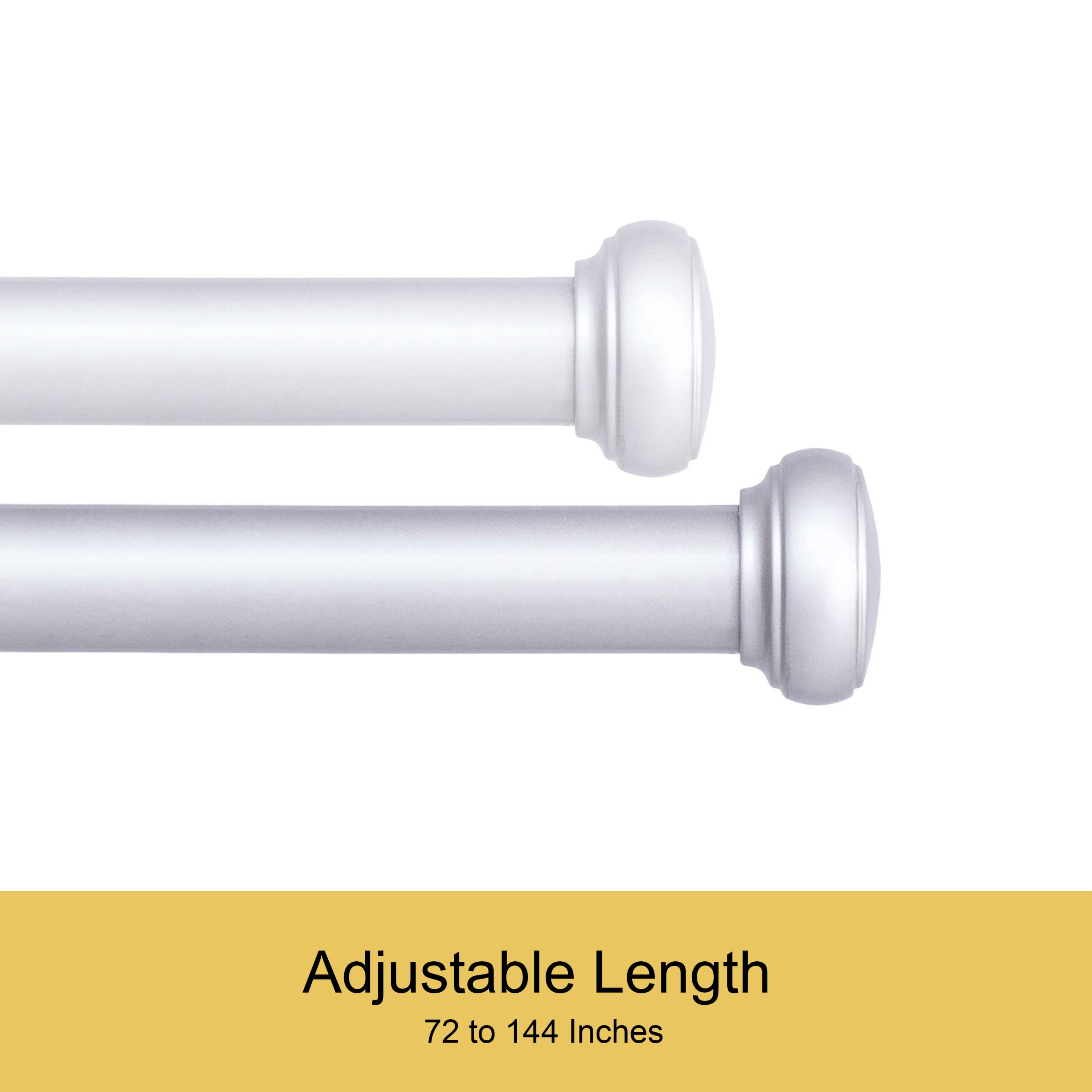 Kenney Weaver 1" Rust-Resistant Single Curtain Rod, 72-144", Brushed Nickel