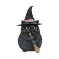thumbnail image 1 of Broomstick Gato Resina Artefacto Sobremesa Lindo Halloween Decoraciones para el hogar, 1 of 7