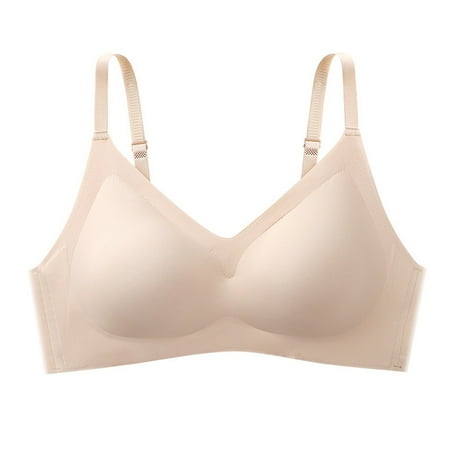Pavied Sports Bra Push Up Bra Wireless Bras for Women Women s Traceless Steel Rimless Small Chest Gathered And Folded Anti Sagging Sports Beautiful Back Bra Seamless Bras Backless Bra Beige S
