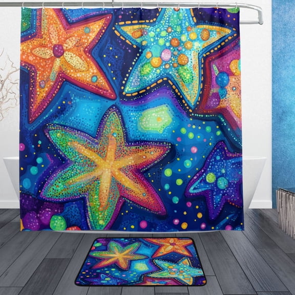 BZSMCE Shower Curtain and Bath Accessory Set,Stellar Dots Pattern