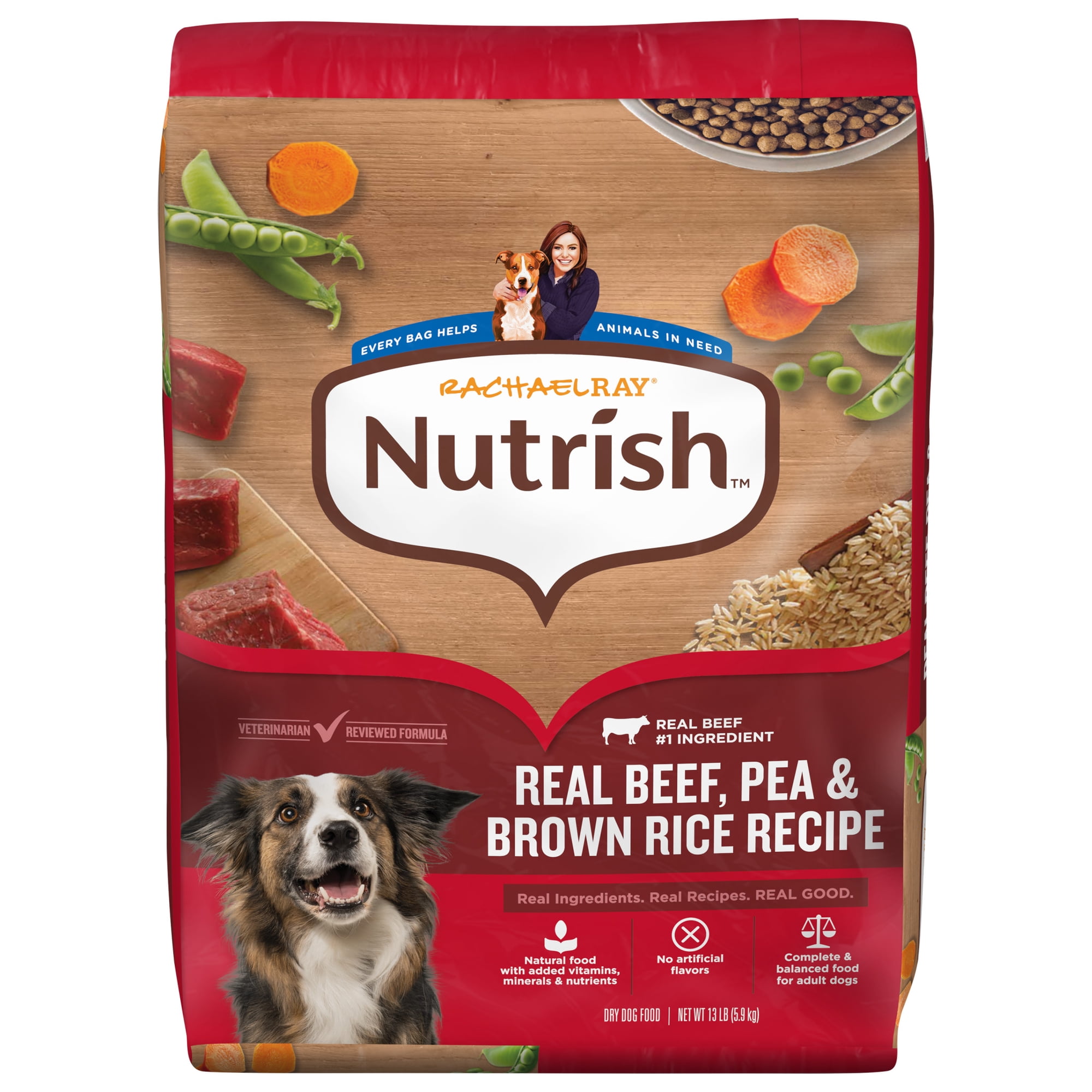 Rachael Ray Nutrish Adult Dry Dog Food Real Beef, Pea & Brown Rice Recipe, 13lb.