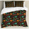 thumbnail image 1 of Spring King Size Duvet Cover Set, Cheerful Cartoon Insects Playing with Reptile Friends and Snails on Flowery Ground, Decorative 3 Piece Bedding Set with 2 Pillow Shams, Multicolor, by Ambesonne, 1 of 3