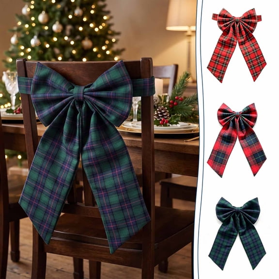 WDOBM Christmas Decorative Bows, Christmas Bow Chair Cover Holiday Party Decorations, Christmas Tree Bow, Satin Christmas Bows for Home Decor Indoor