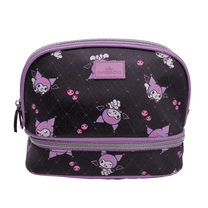 Impressions Vanity Kuromi Double Layer Makeup Bag with Top and Bottom Zippered Compartments