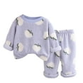 thumbnail image 2 of Godderr 2Pcs Kids Baby Girls Fleece Pajamas Outfit 1-6Y Autumn Winter Pjs Pants Sets Foreign Baby Winter Thickened Loungewear Sleepwear Set Toddler Winter Home Clothing Set, 2 of 7